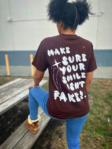 “No fake smiles” T-shirt(Brown)