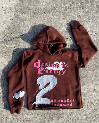 “No Snakes Allowed” - Brown Cropped Hoodie