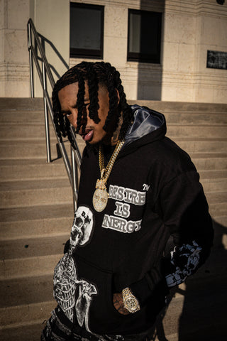 Satin Skull Hoodie - Black