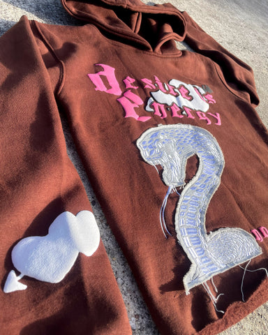 “No Snakes Allowed” - Brown Cropped Hoodie