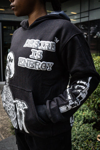 Satin Skull Hoodie - Black